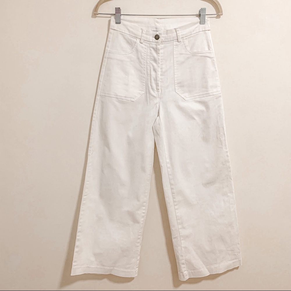 Loup High Rise White Wide Leg Jeans Size XS